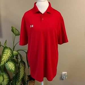 Under armour red loose fit polo size l